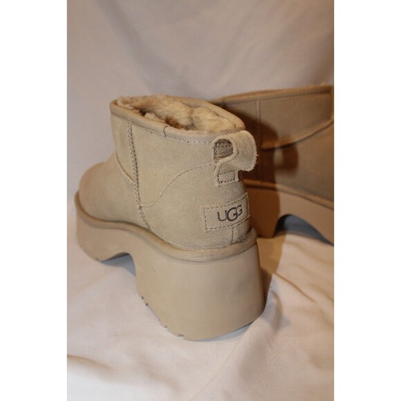 UGG WOMEN NEW HEIGHTS ULTRA MINI PLATFORM SUEDE SHEARLING LINED BOOTS MUSTARD 11 - Picture 6 of 8